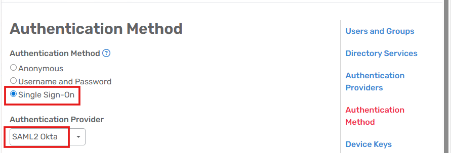 Okta 14 Turbo Server Authentication Method SSO
