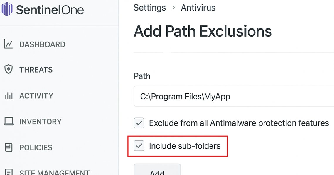 SentinelOne Include Subfolders