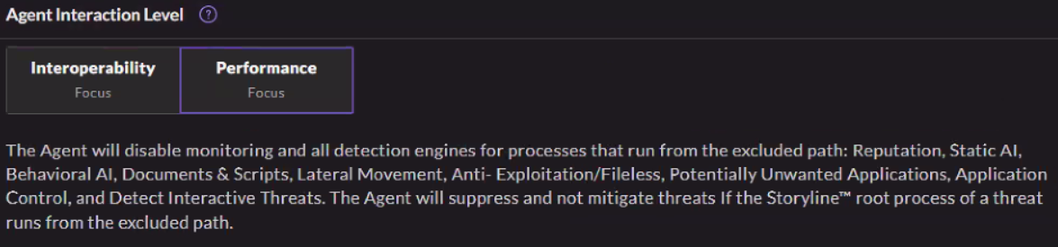 SentinelOne Interaction Level
